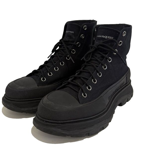 Alexander McQueen Canvas High Top Boots Black Lug Sole Sneakers EU 43.5 Designer main image 4